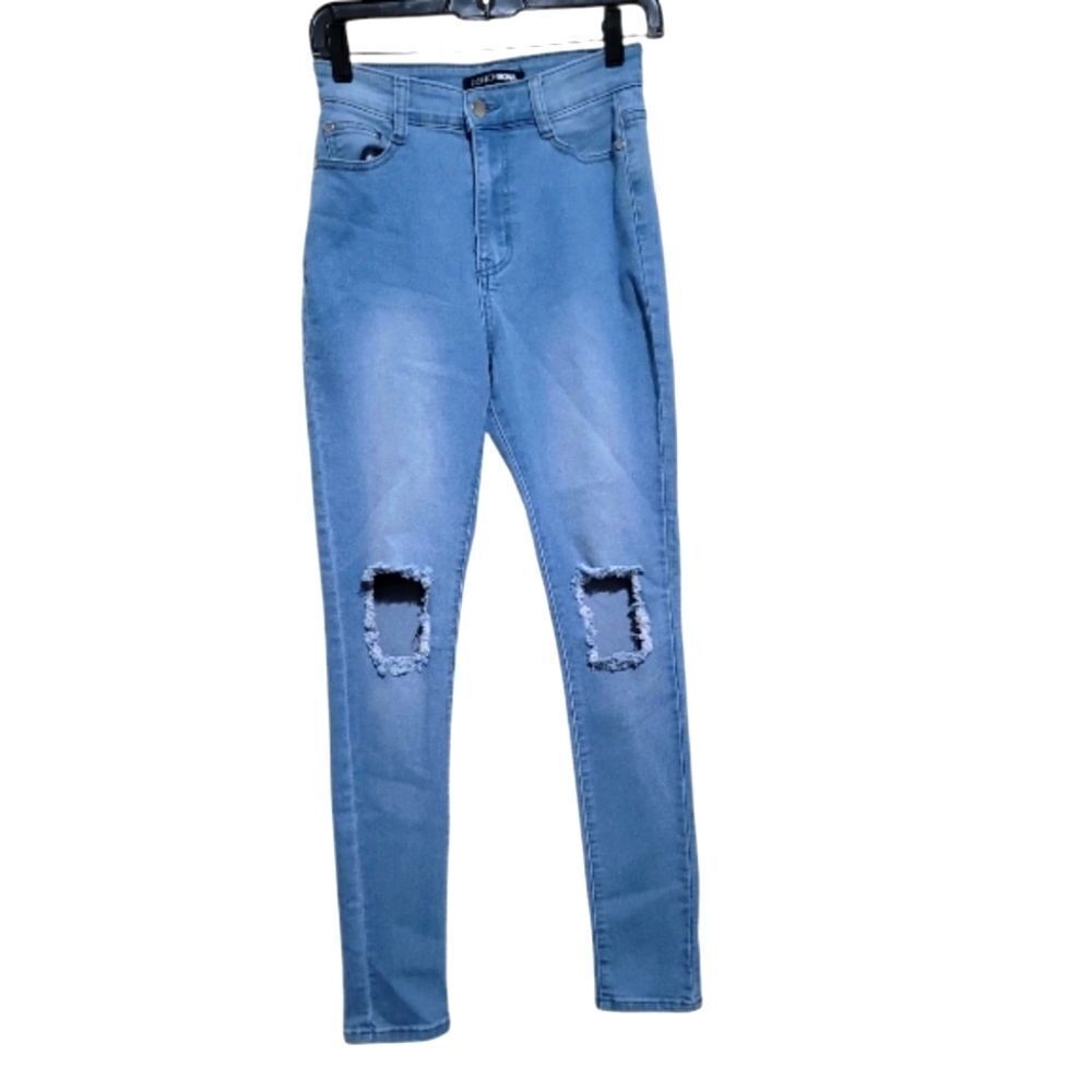 Fashionnova Light Blue Highwaist Skinny Distress Jeans Size 5/6